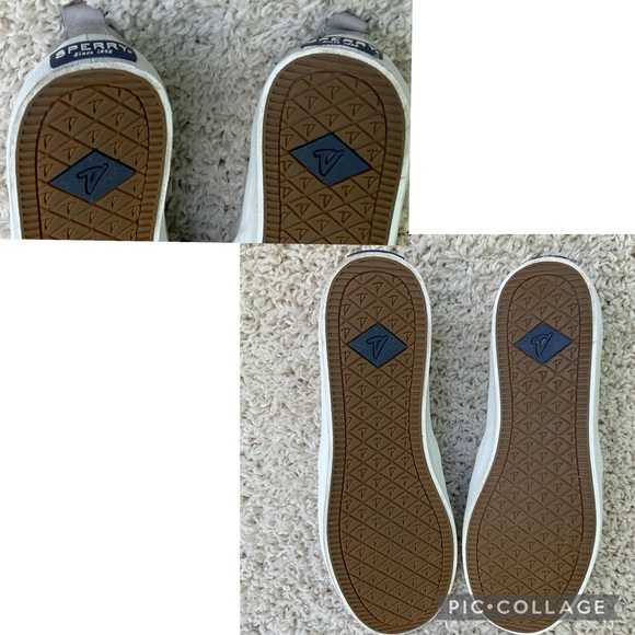 Sperry Crest Gray Leather Loafers Cut Out Scalloped Design Slip On Size 7 Flats - Picture 8 of 16